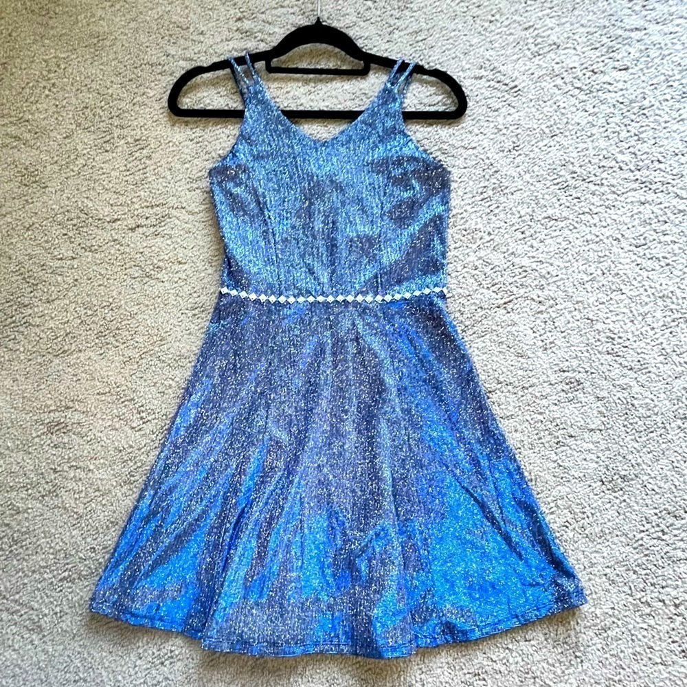 Speechless kids blue glitter dress with rhinestones waist - Picture 3 of 15